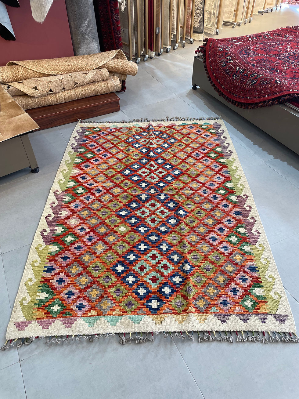 Küçük resim: MİRAS El Dokuma 58 Multy Kök Boya Yün Kilim