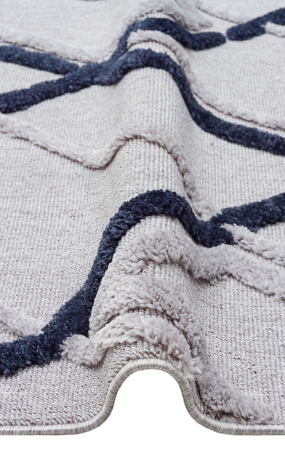 Küçük resim: EKO TERRAZZO 03 NAVY GREY  HAV VERMEZ YUMUŞAK DOKU ETNİK ÖRGÜ DESEN HALI