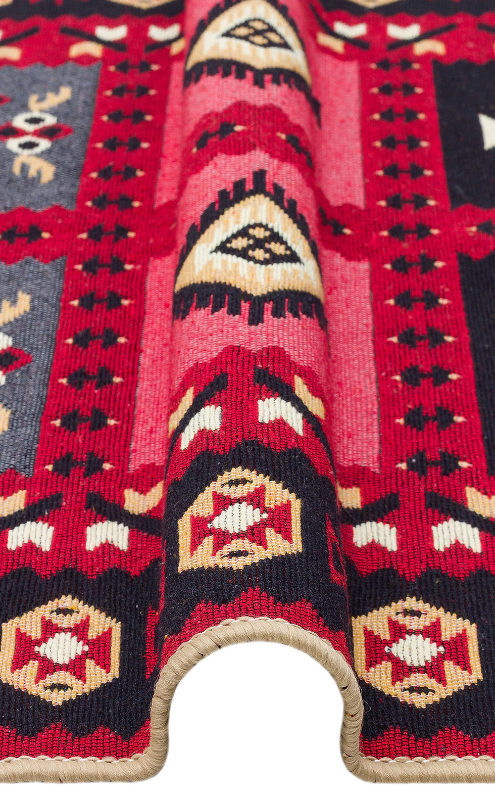 Thumbnail: ARYA 28 Red Yıkanabilir,Çift Taraflı,Pamuklu,Modern Desenli Dokuma Kilim