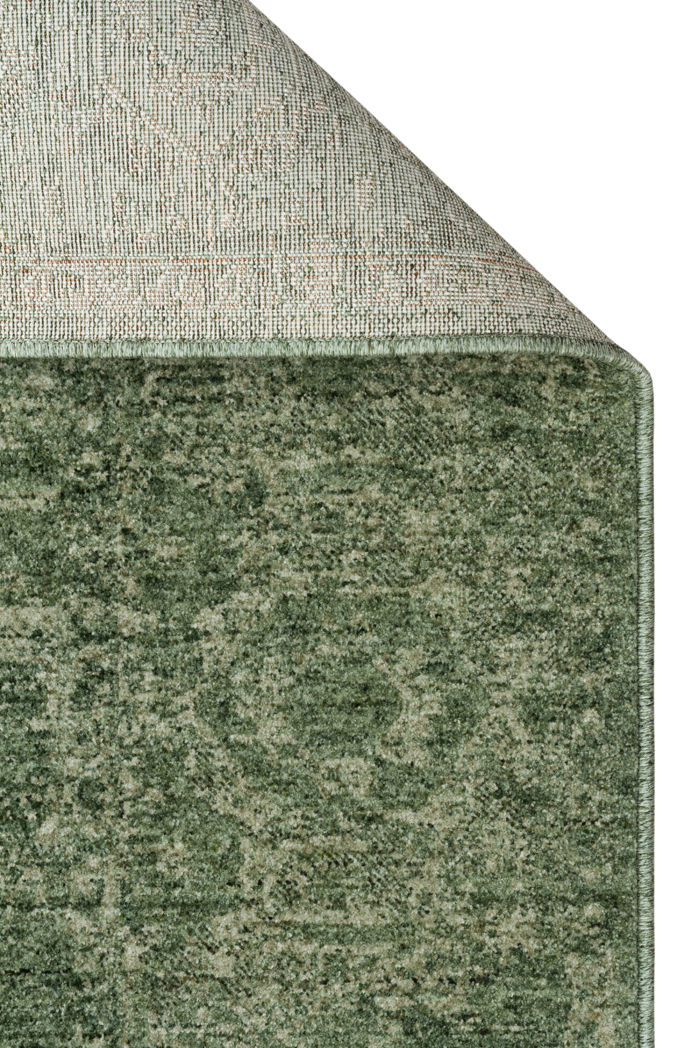 Thumbnail: SAFRAN 02 GREEN Vintage Eskitme Desenli Modern Yumuşak Dokulu Makine Halısı