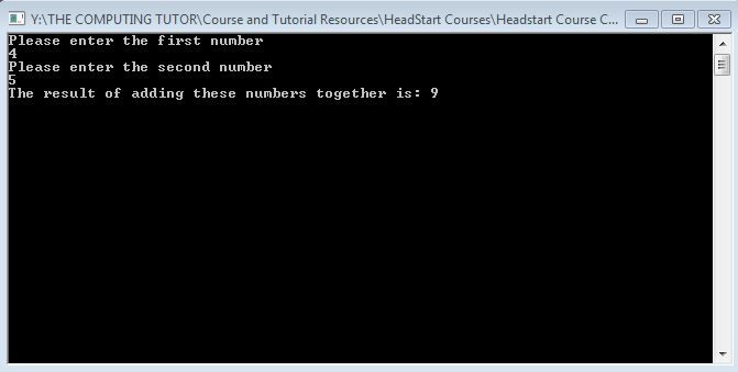a simple program for adding two numbers together