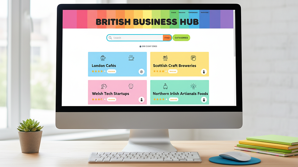 Eye-level view of a computer screen showing a UK business directory website