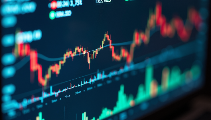 Close-up view of a Bloomberg Terminal showing global stock indices