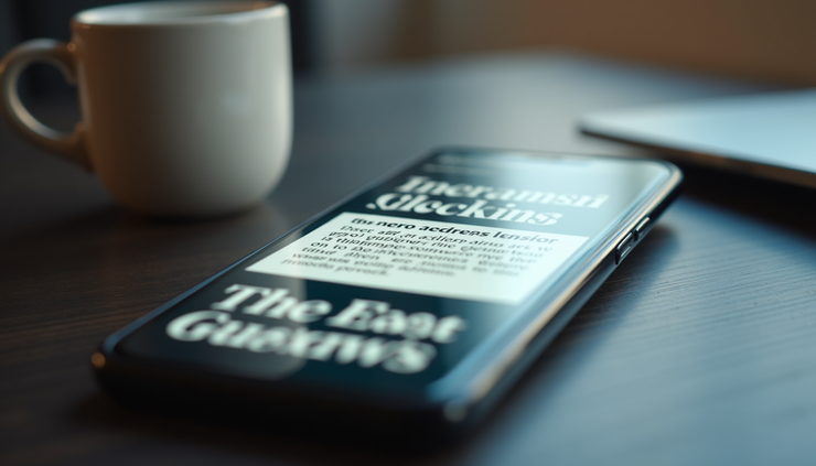 Close-up view of a smartphone displaying The Guardian news article