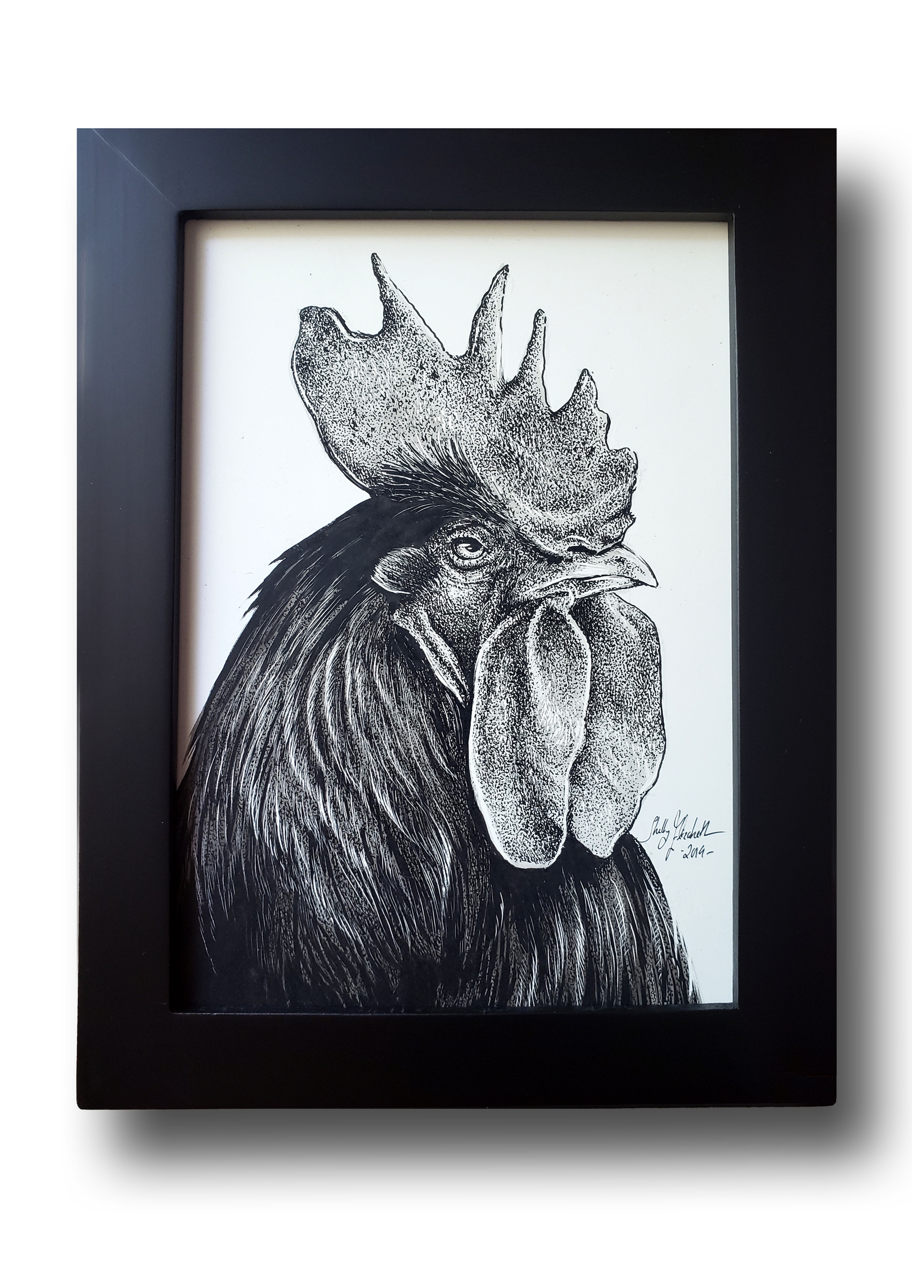 'Rooster' Original Drawing, 5" x 7"