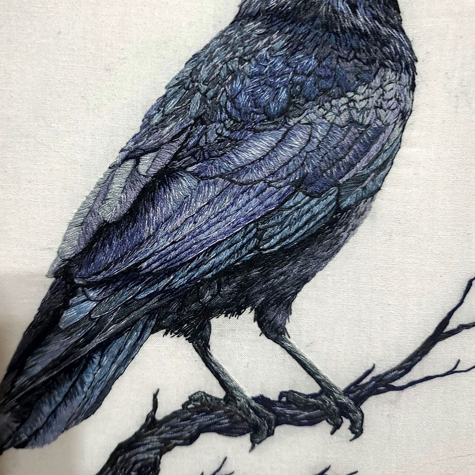Thumbnail: 'Crow' Framed Handmade Embroidery