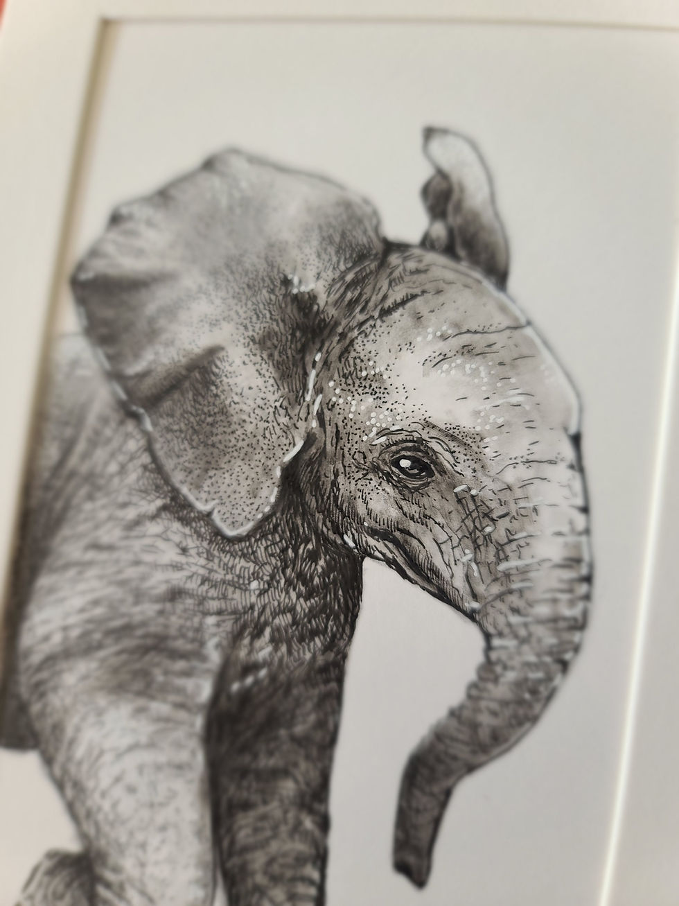 Thumbnail: 'Elephant' Original Mini Drawing, 4" x 6"