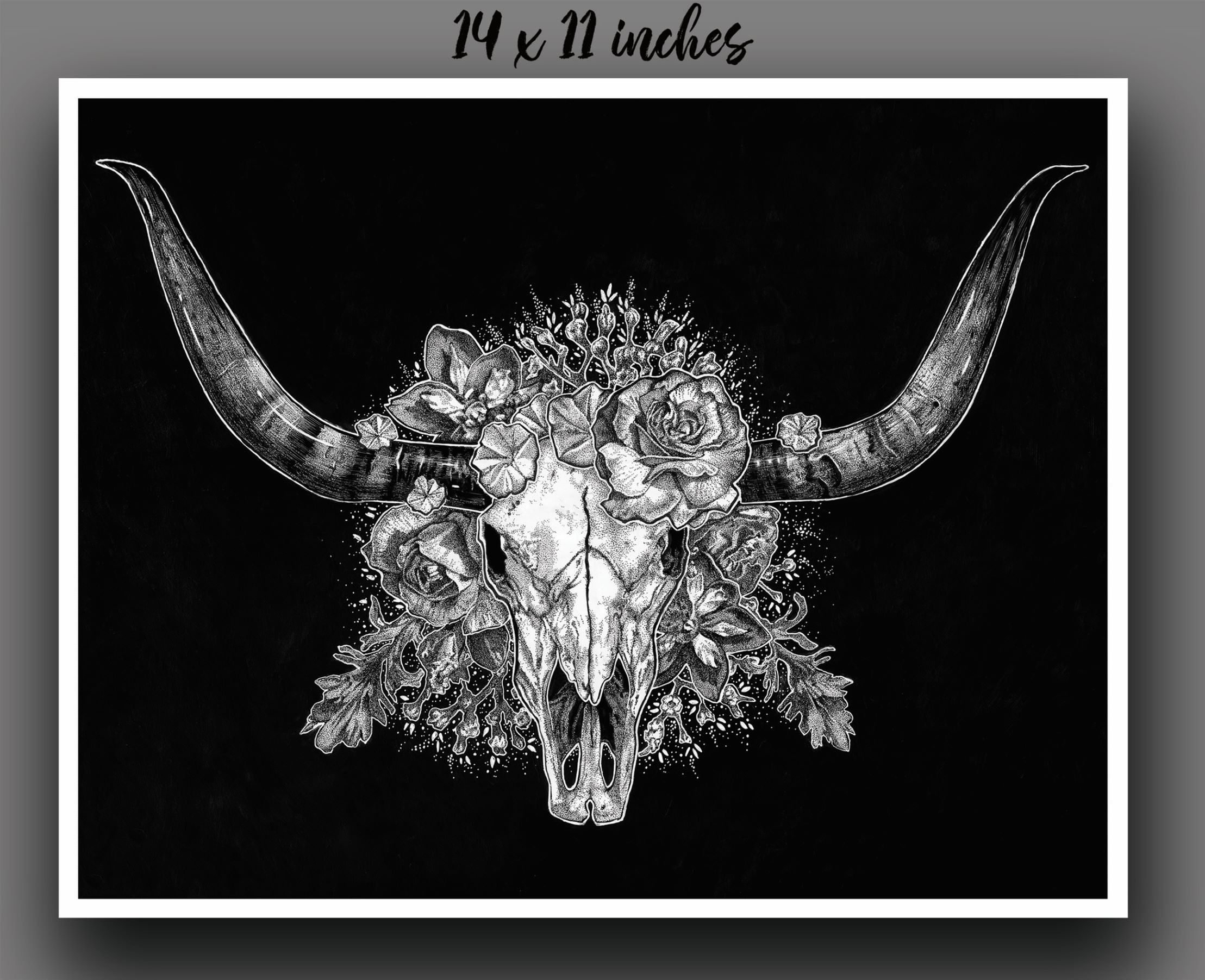 'Longhorn in Bloom' Signed Print