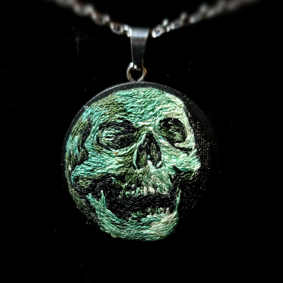 Green Skull - Custom Embroidery Necklace