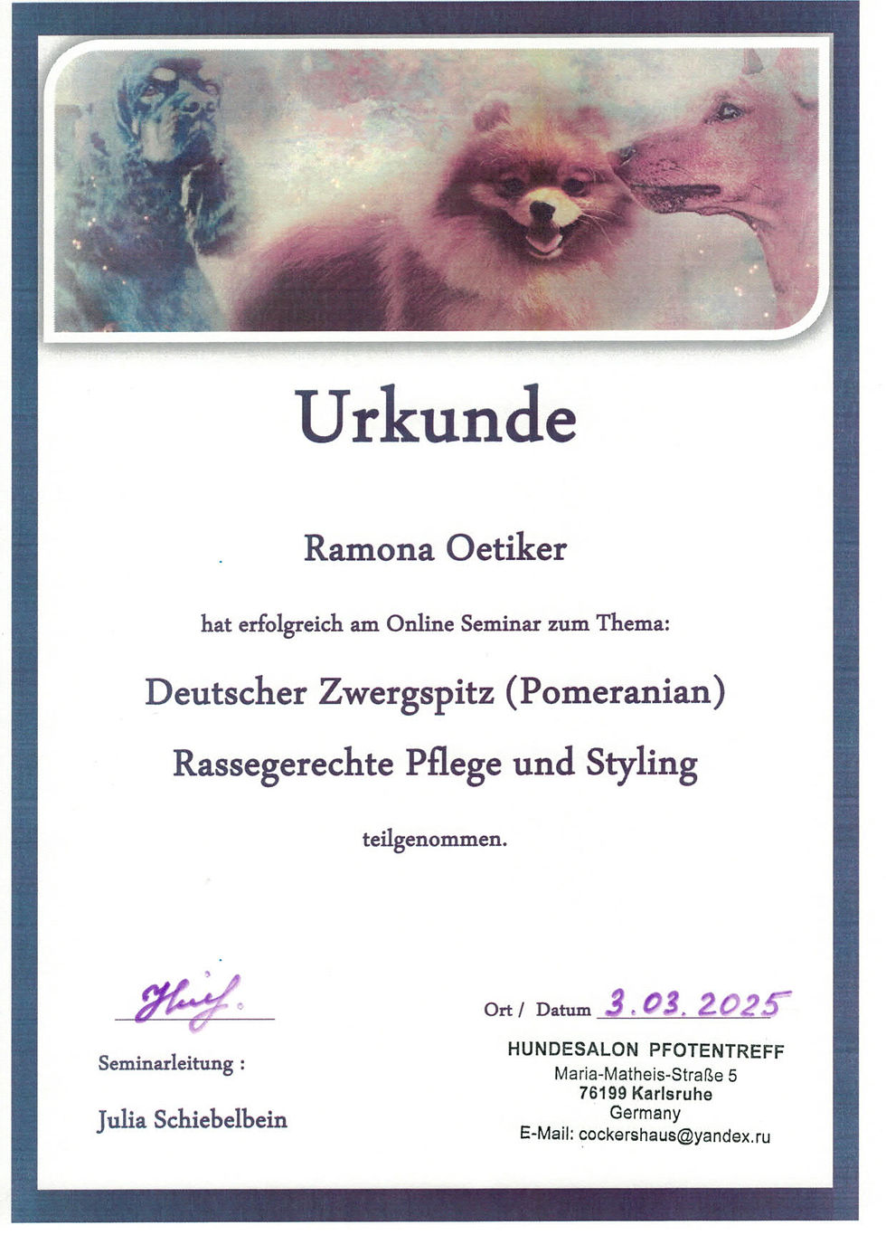 Pomeranian Seminar Schiebelbein