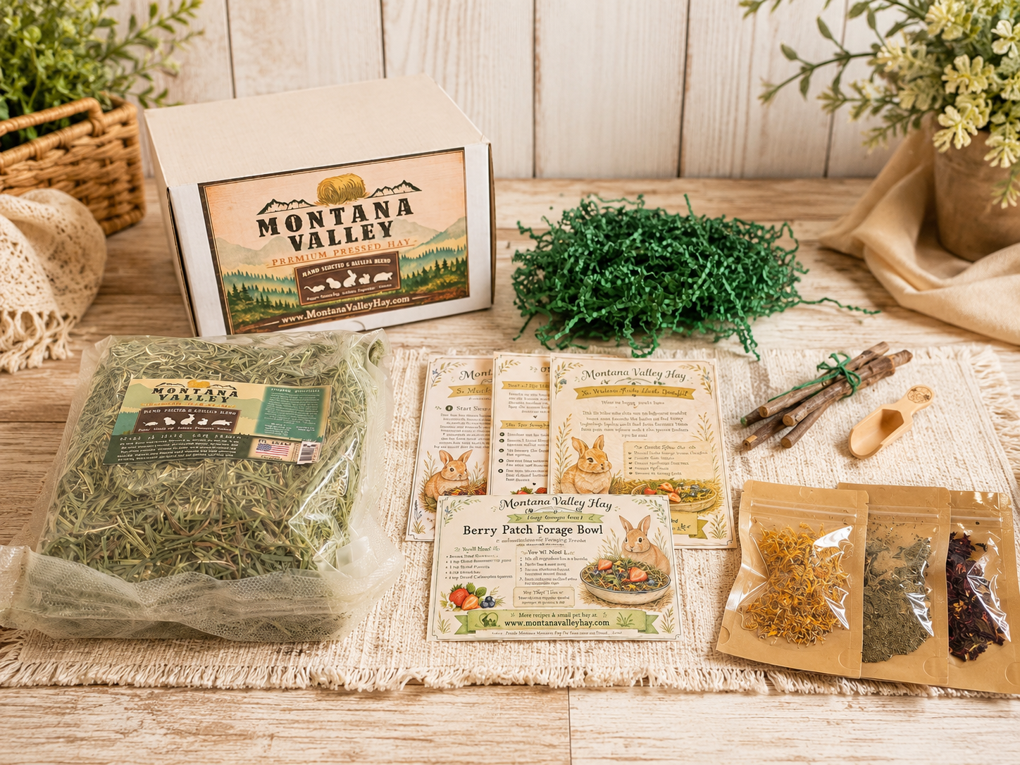 Baby Bunny Starter Kit with Montana Hay, Herb Toppers & Chews