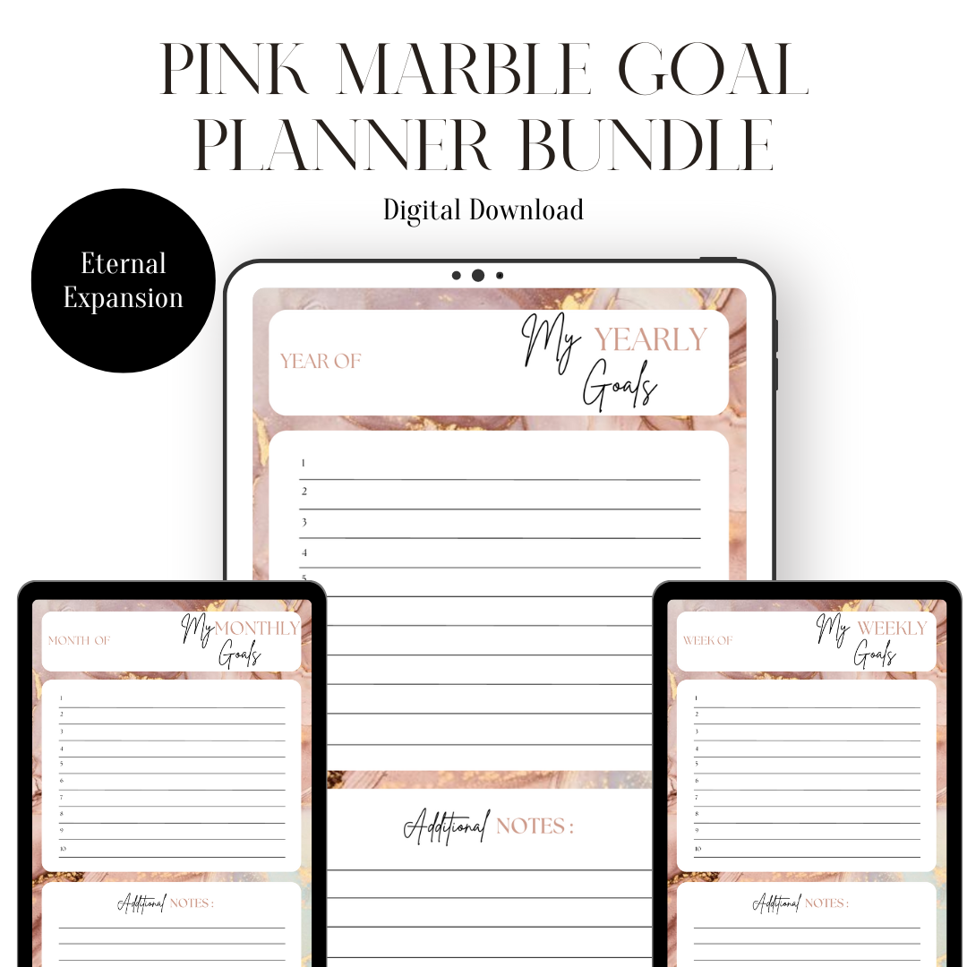 Pink Marble Goal Planner Bundle | Digital Download | Digital Planner
