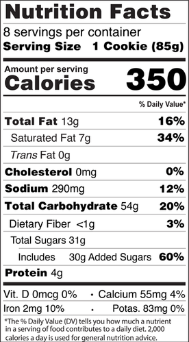 Classic Cookie® Cookies n Creme Soft-Baked Cookie - Individually Wrapped 3oz Snack Nutrition Facts