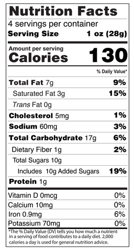 Classic Cookie® Double Chocolate Mini Cookies - 4oz Crispy Cookie Bag Nutrition Facts Panel