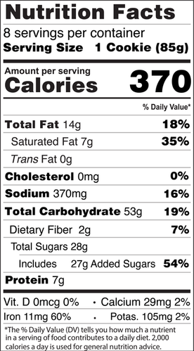 Classic Cookie® Peanut Butter Soft-Baked Cookie - Individually Wrapped 3oz Snack Nutrition Facts