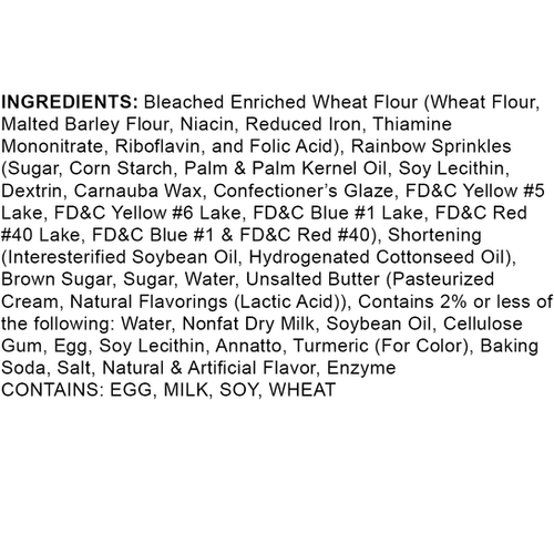 Classic Cookie® Birthday Cake Mini Cookies - 4oz Crispy Cookie Bag Ingredient Statement