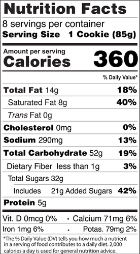 Classic Cookie® Macadamia Nut Soft-Baked Cookie - Individually Wrapped 3oz Snack Nutrition Facts