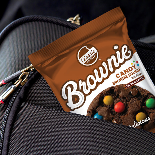 Classic Cookie® Candy Brownie Round Soft-Baked Brownies are perfect to take in any bag.