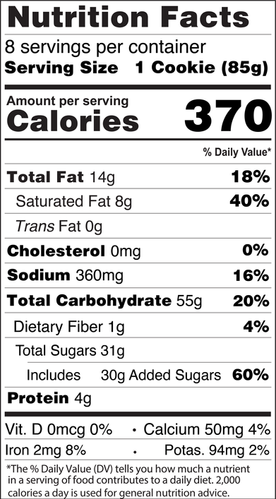 Classic Cookie® Cinnabon® Soft-Baked Cookie - Individually Wrapped 3oz Snack Nutrition Facts