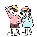 散歩する男の子と女の子イラスト