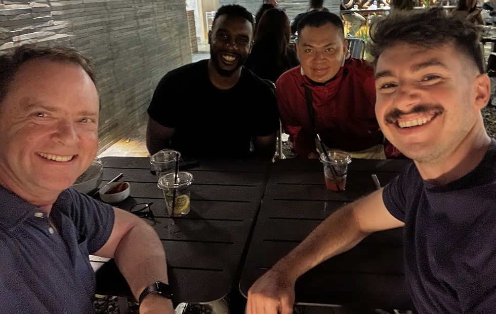 Adam (back,right) with Kennon (back left), Tim (front,left) and Koda (REI Indonesia Field Staff, front right)