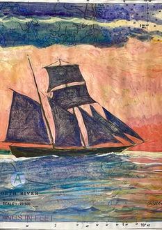 A light breeze kisses the silvery sea as the sun a-glow sets in red western sky