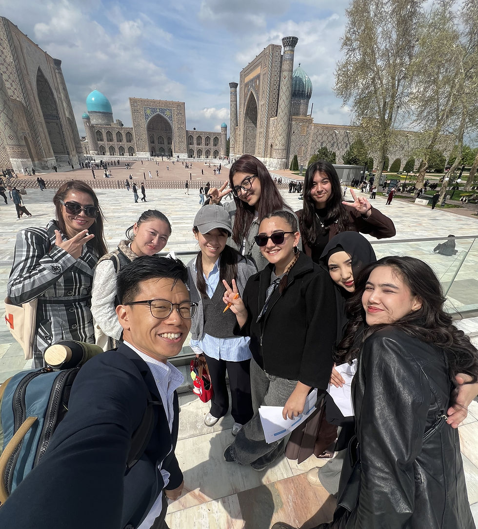 “Experiencing the lessons” with The Registan as a backdrop. The students were learning about ‘empathy mapping’ for a strategy course.
