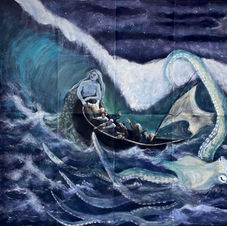 A dream or nightmare, lost at sea is where tales are born.  Who saves these helpless people with a torn sale and no rudder?  the mermaid? the leviathan?  What will happen next?