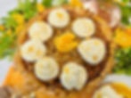 A almond pie with orange mascarpone whip.