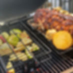 Apples and Pork on the grill.