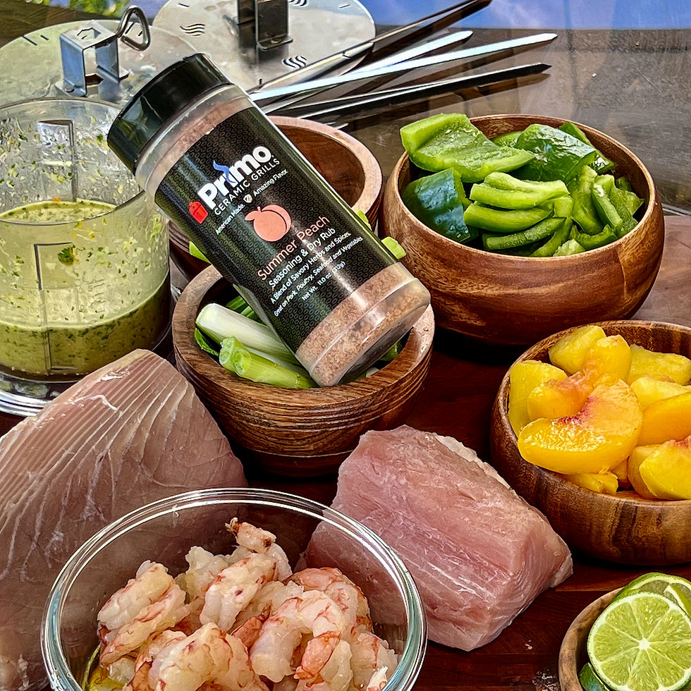 Ingredients to make fish kebabs.