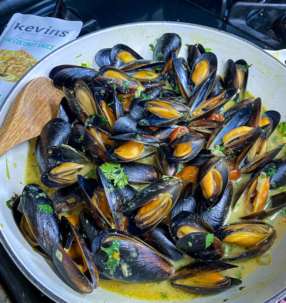 Thai Coconut Mussels and Cabbage