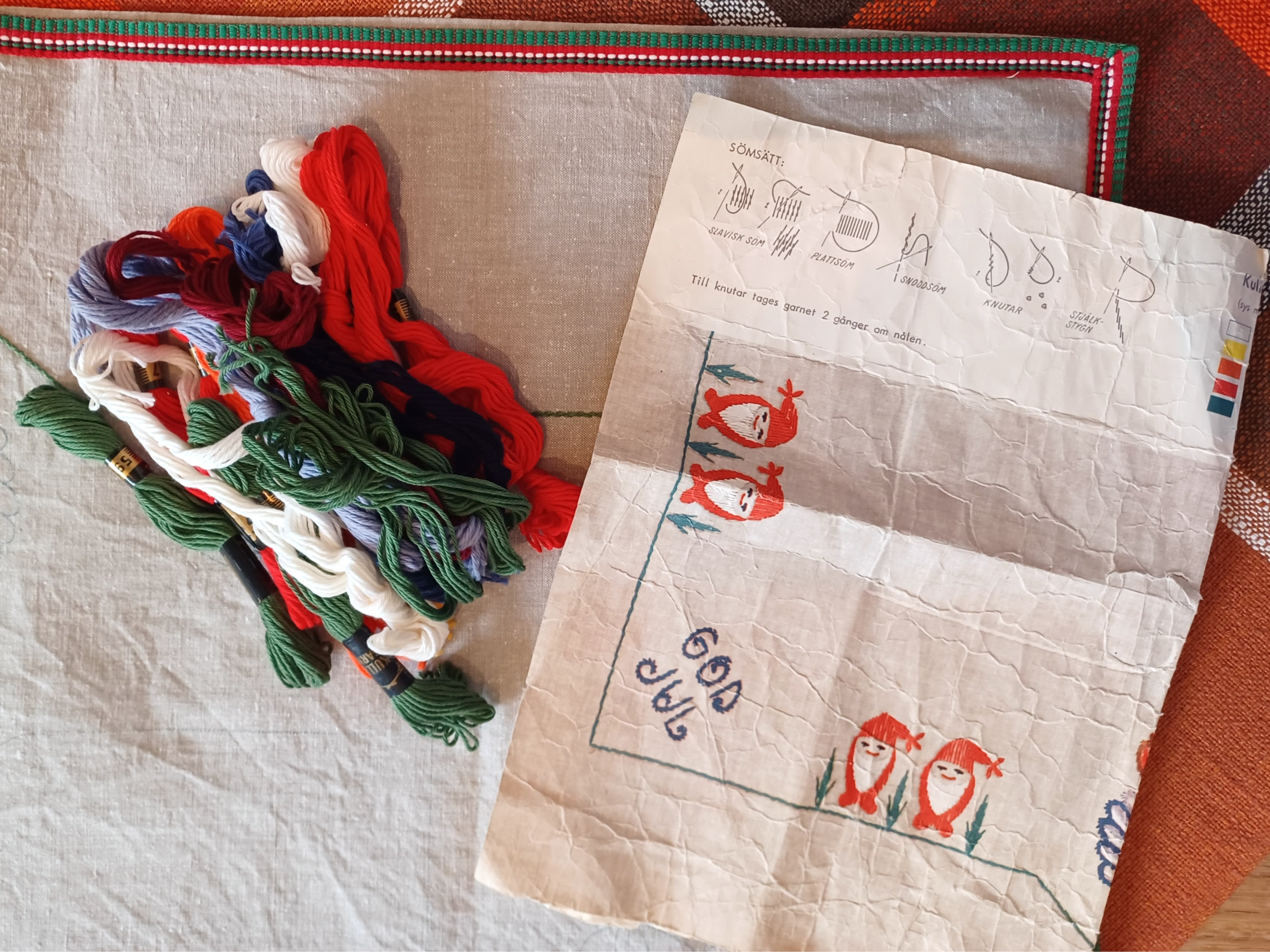 クリスマスクロスの刺繍キット GOD JUL