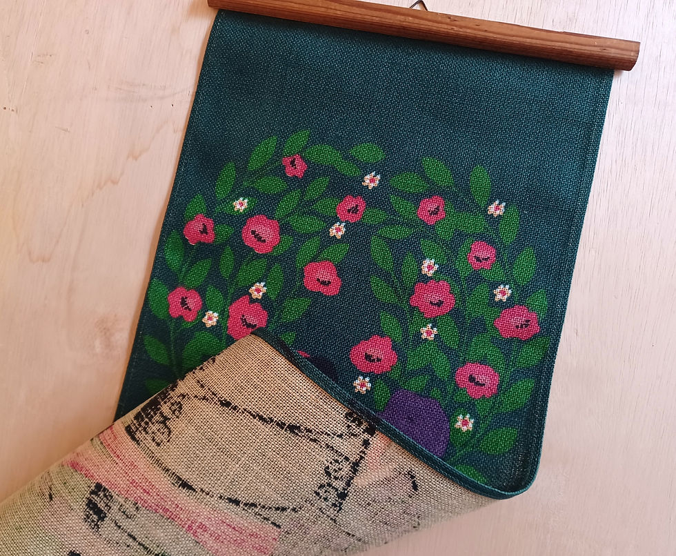 サムネイル： お花の前で佇むオシャレな二人タペストリー Buhler