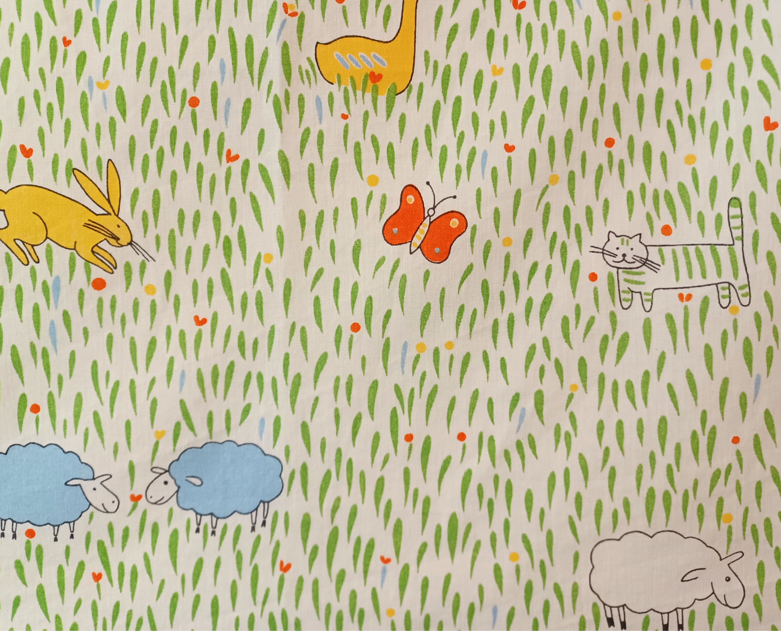 動物柄のヴィンテージカフェカーテン　フィンランド Tampella JUTTU