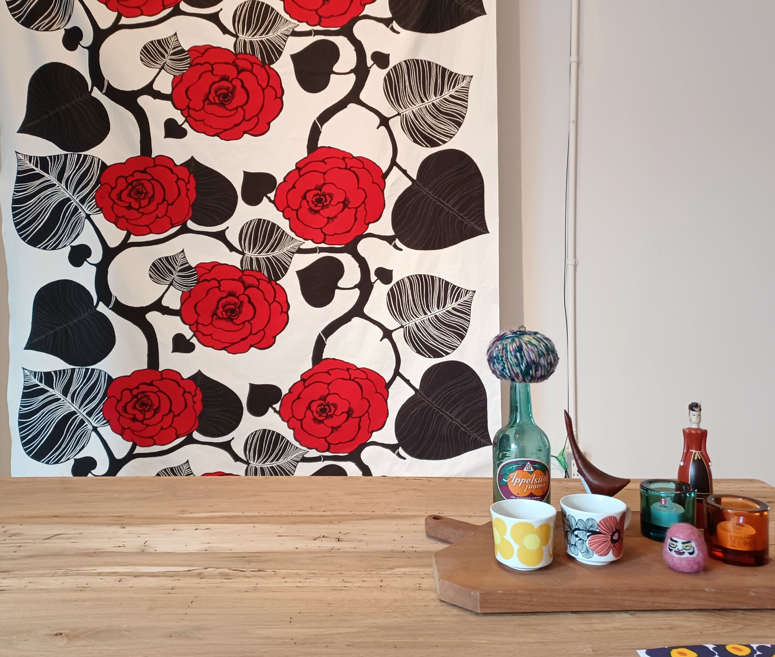 1960年代のヴィンテージファブリック 真っ赤なお花 Tronrosa