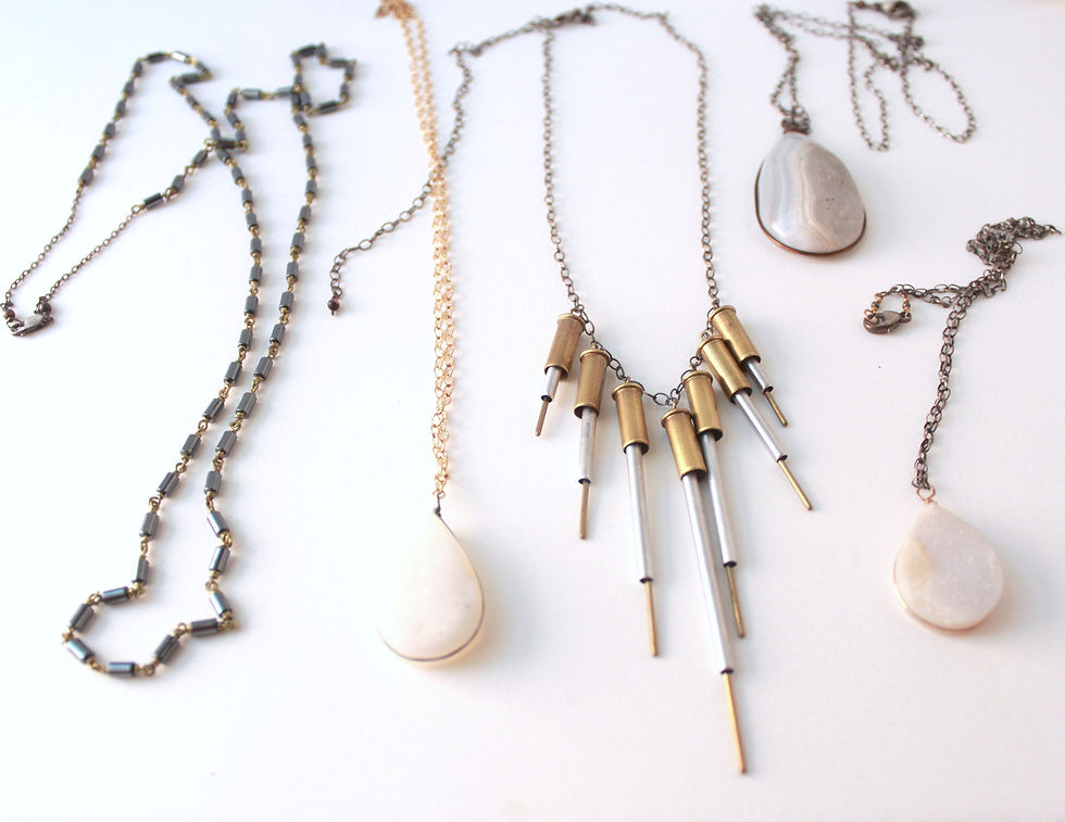 Thumbnail: Aluminum Quilled Fringe Statment Necklace