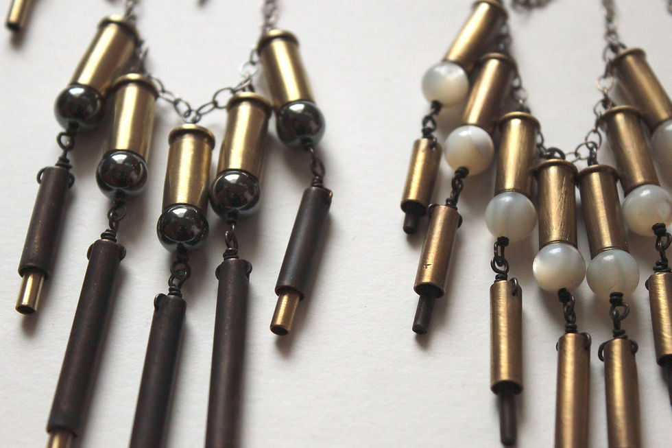 Thumbnail: Hematite Bottomed Casing Fringe Necklace
