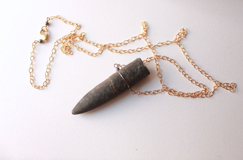 Thumbnail: Sterling Wrapped Belemnite Fossil on Gold