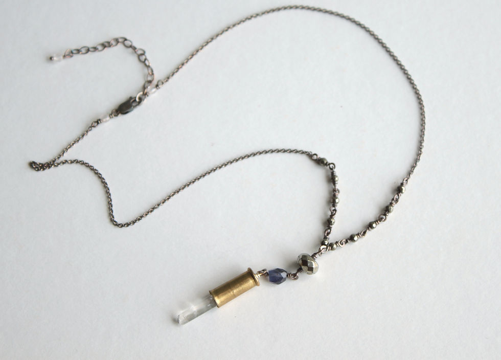 Thumbnail: Impacted Crystal Y Iolite & Pyrite Necklace