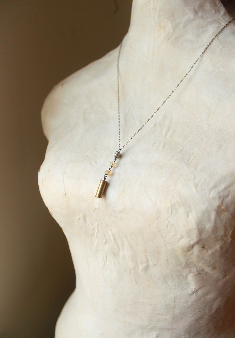Thumbnail: Impacted Crystal Y Citrine Necklace