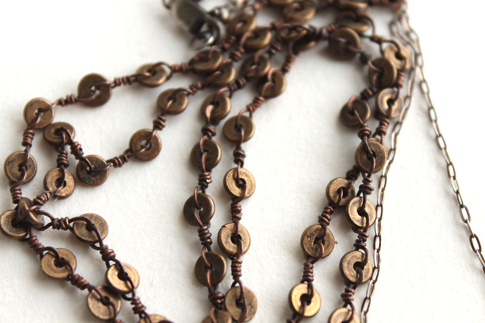 Thumbnail: Bronze Beaded Token Necklace