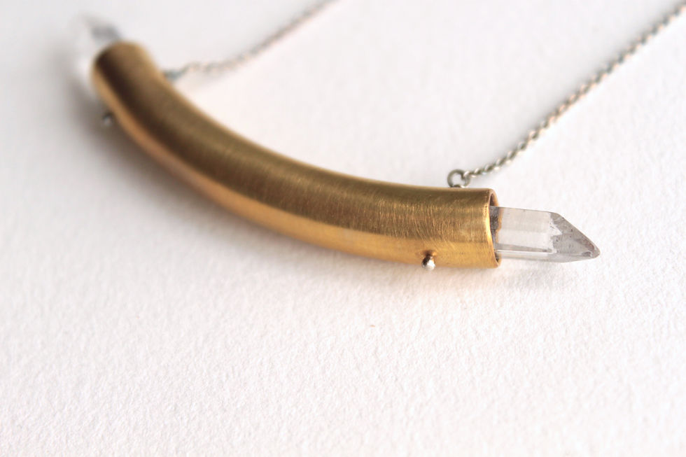 Thumbnail: Crystal Pipeline Necklace in Brass