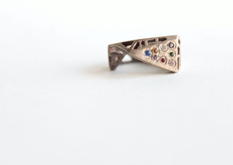 Thumbnail: Geometric Multi Stone Silver Ring