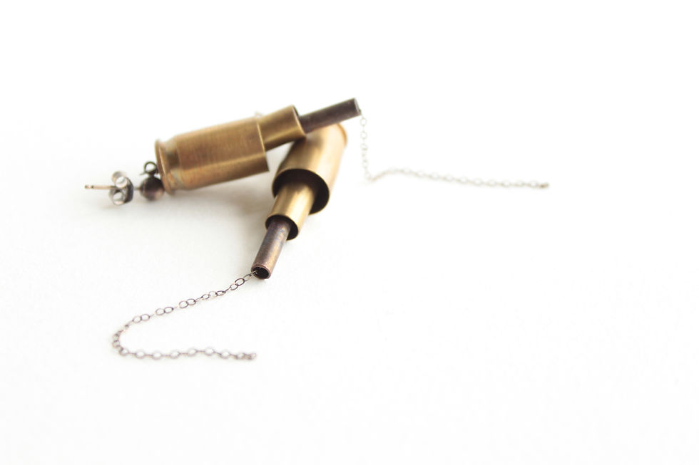 Thumbnail: Two Toned Casing Chime Earrings