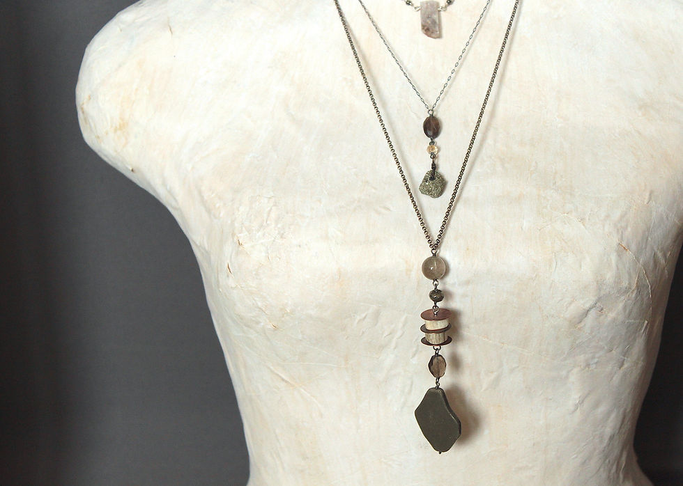 Thumbnail: Pyrite & Smoky Quartz Y Necklace