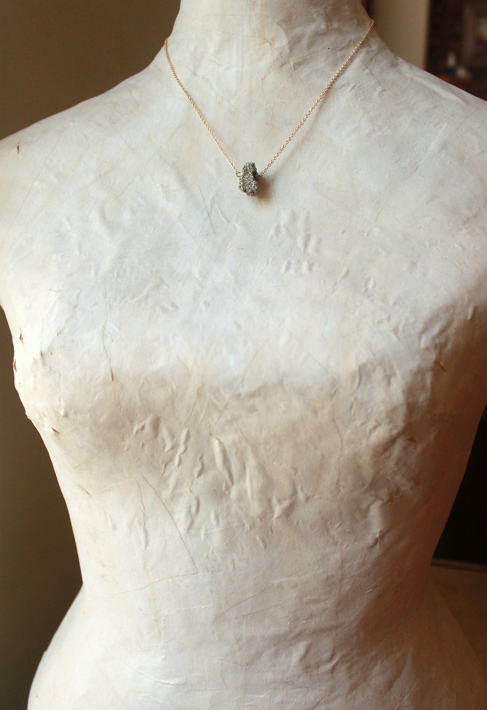Thumbnail: Sweet Pyrite Pendant on Gold Necklace