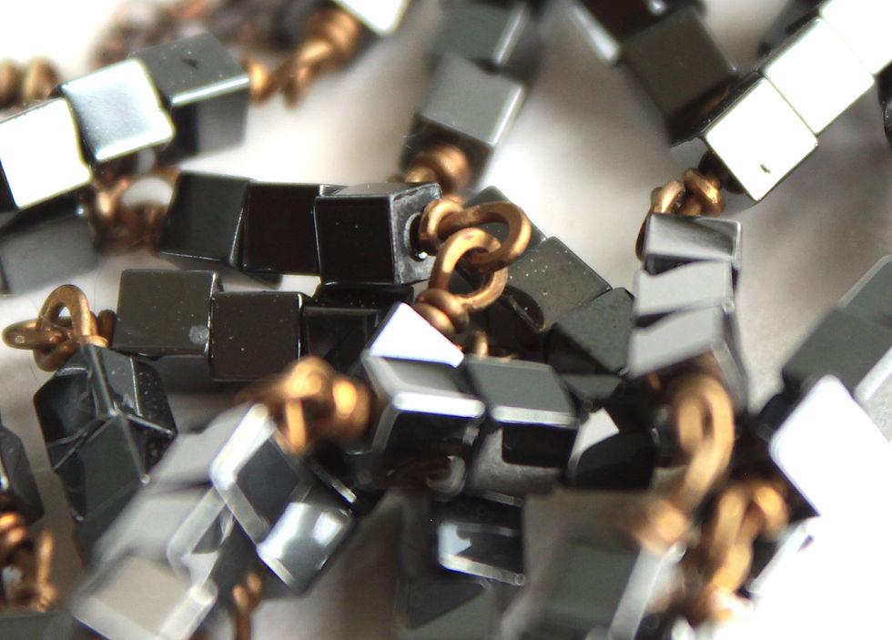 Thumbnail: Cubed Hematite Glittering Layering Necklace
