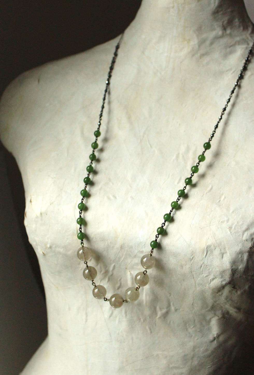 Thumbnail: Rutilated Quartz, Jade & Hematite Necklace
