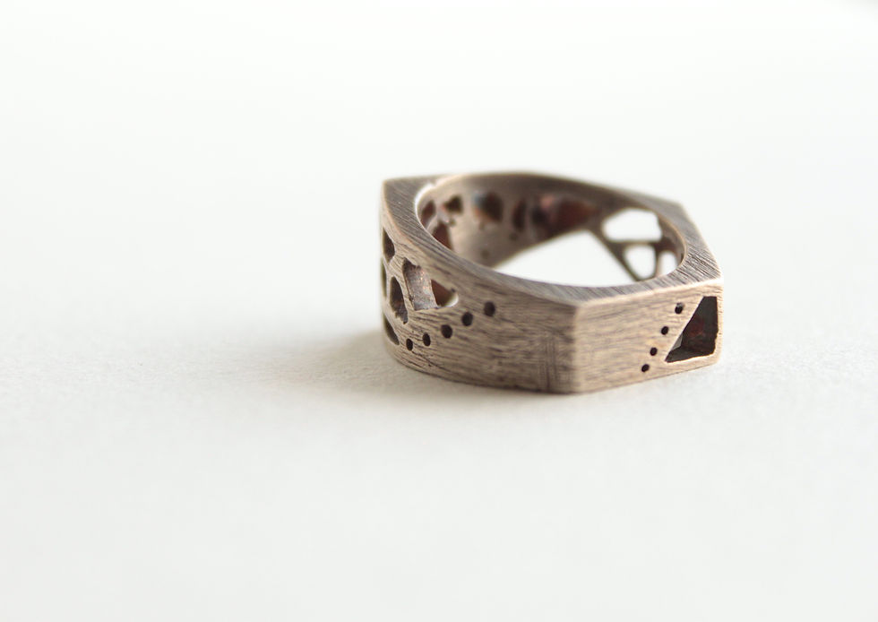 Thumbnail: Geometric Multi Stone Silver Ring